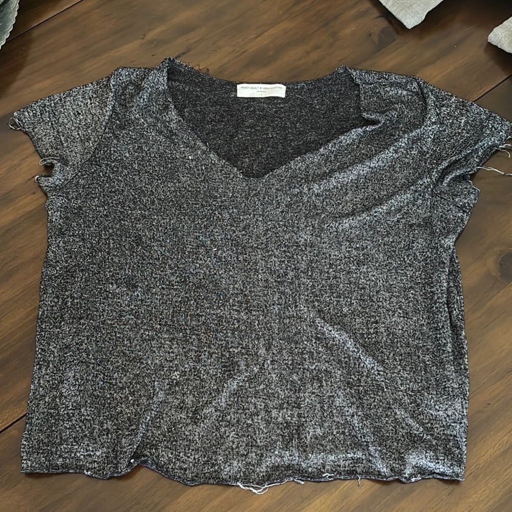 Gray Women's V-Neck Top